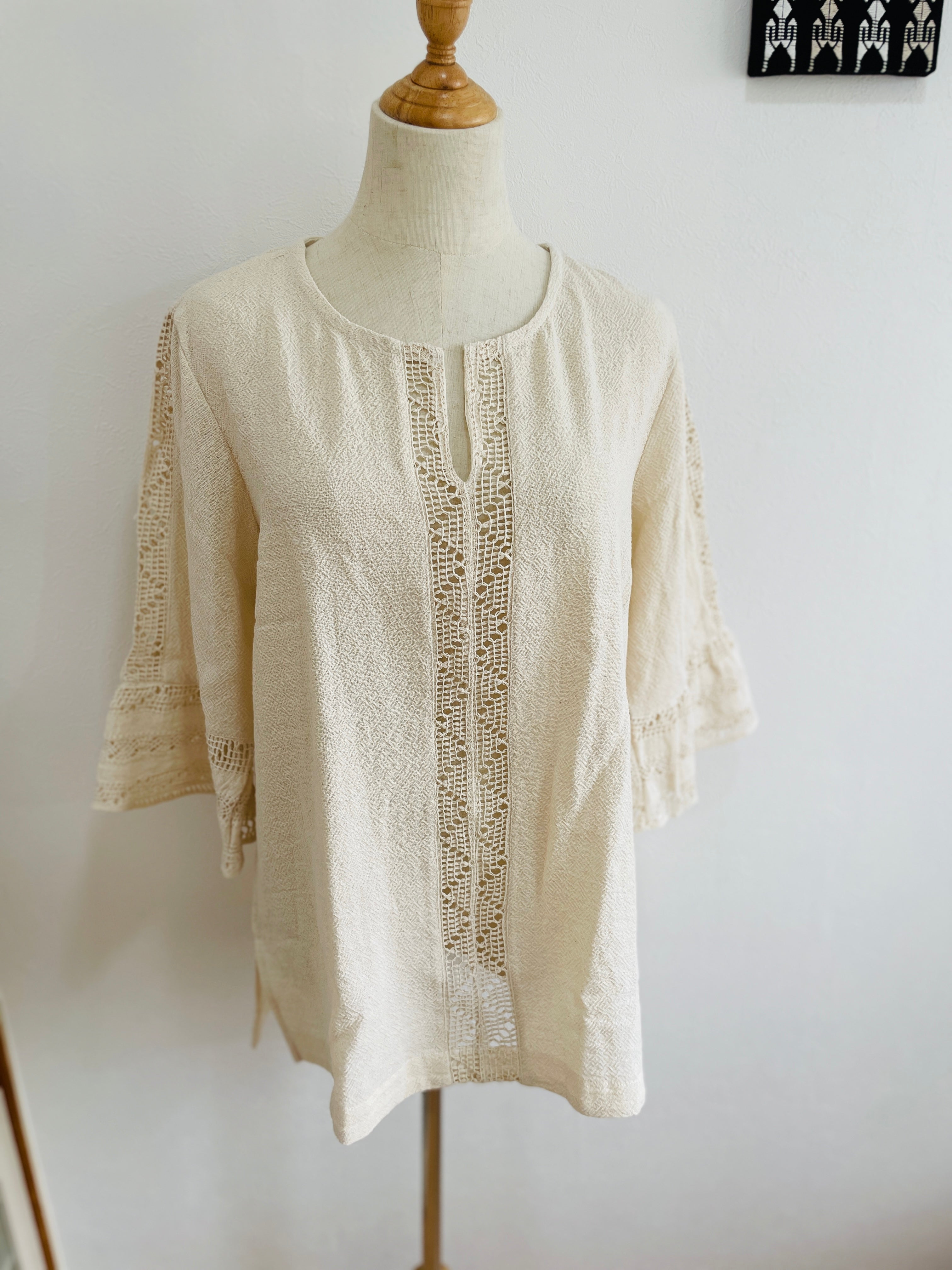 Color crudo de túnica | きなりのアオポイチュニック