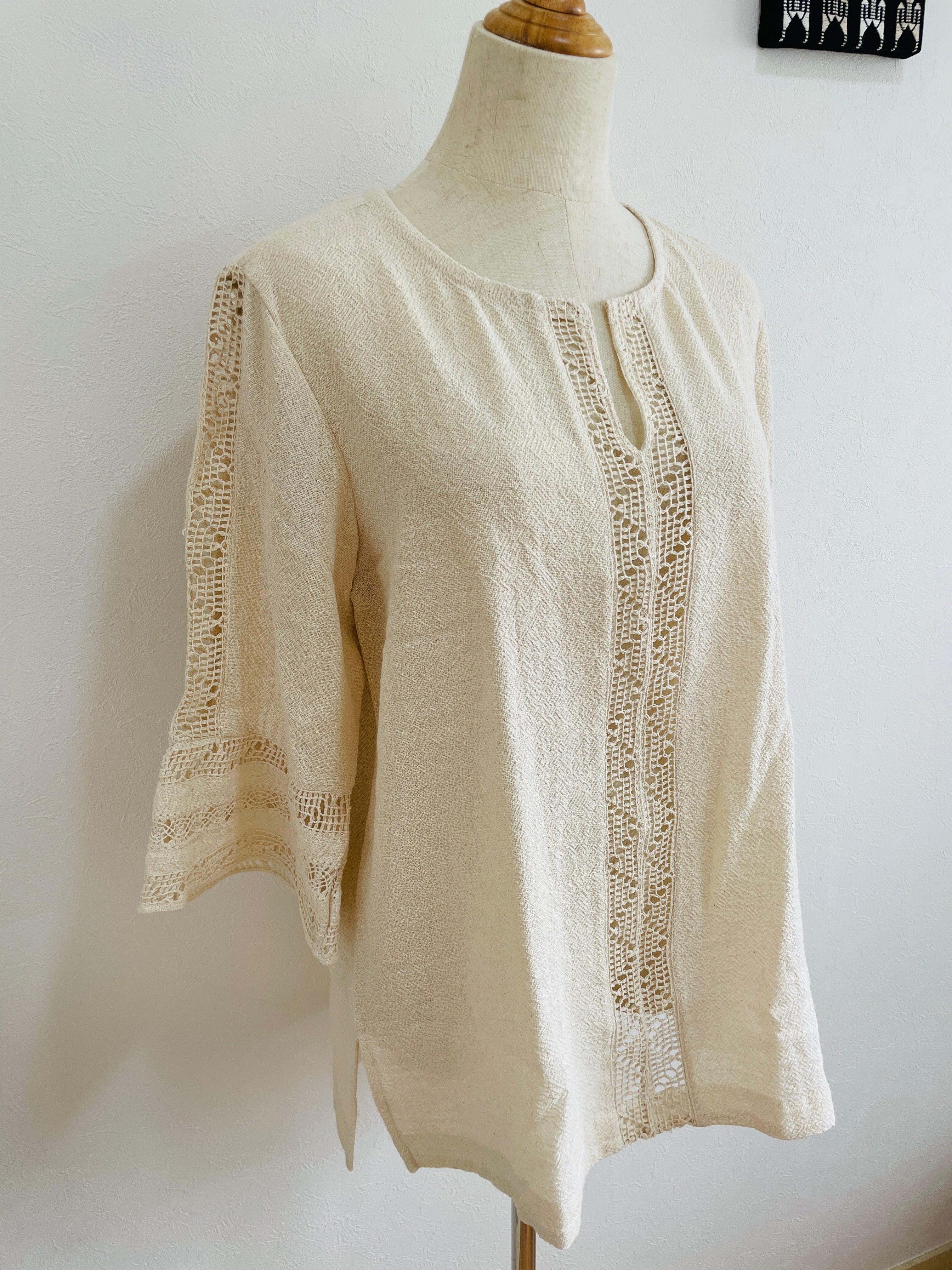 Color crudo de túnica | きなりのアオポイチュニック