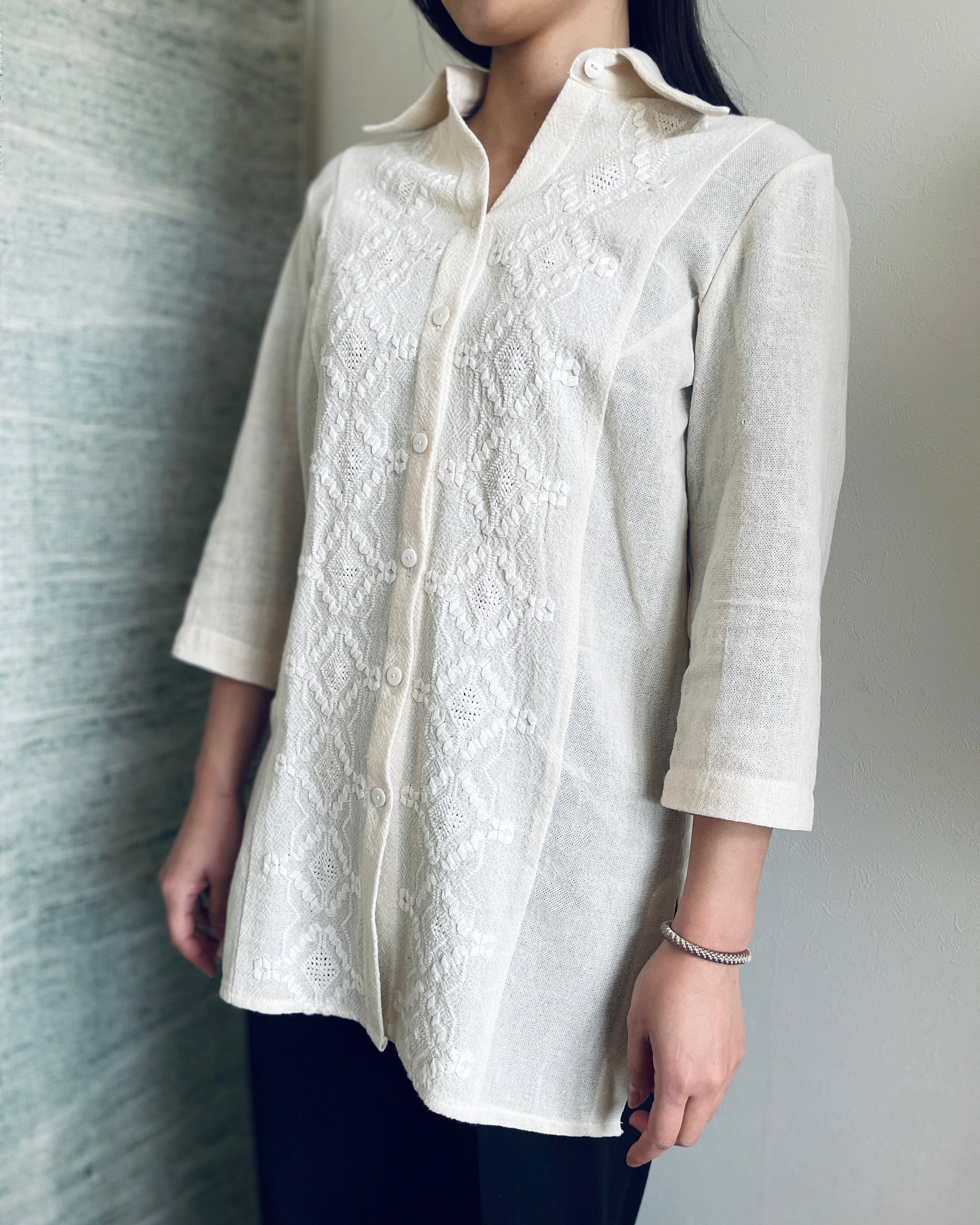 アオポイシャツブラウス